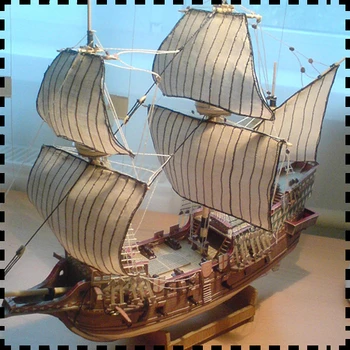 1:100 Мащаба На Английски Галеон Златната Сърна Кораба На Сър Франсис Дрейк Книжен Модел Набор От Играчки, Ръчно Изработени Пъзели