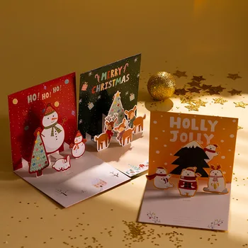 1/3/5 бр 3D Коледна Поздравителна Картичка на Изскачащи Поздравителни Картички с Плик Коледна Картичка Подарък Карта на Коледно парти