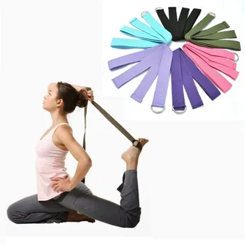 1.8 m x 3,8 cm Лента за йога, здрави Памучни въжета за упражнения, регулируем обтегач с D-образен пръстен, осигурява гъвкавост за Йога, стречинг, Пилатес
