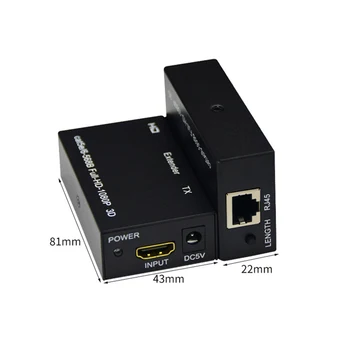 1 Чифт 1080P HDMI FHD-съвместим с RJ-45 60 М удължителен кабел Ивица на Подателя и получателя по Ethernet CAT 5E/6 за ТЕЛЕВИЗОР, КОМПЮТЪР Лаптоп HDTV