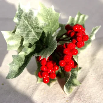 1 бр Боб клони моделиране на цветя боб Коледни плодове в насипно състояние сватбени копринени цветя за украса на дома
