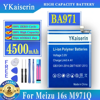 100% Оригинален YKaiserin 4500 mah BA971 Батерия За Meizu 16 s M971Q M971C M971Y Високо Качество на Батерии за Инструменти + Номер за проследяване