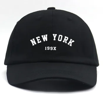 100% памук, бродерия НЮ ЙОРК бейзболна шапка унисекс чист черен модни шапки за татко заоблена шапка от слънцето, нови бейзболни шапки с високо качество