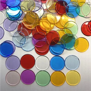 100шт 10 Цвята 19*2 мм Прозрачни Пластмасови Чипове посредник между ръководството Чипове Бинго Консумативи Броячи За Математически чипа Скоби