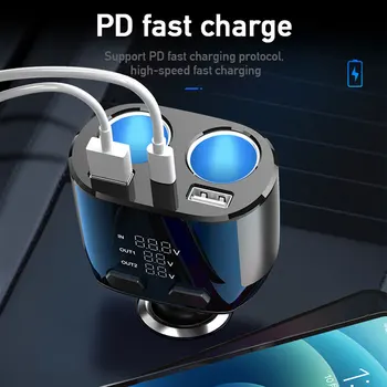 12 Зарядно за Кола USB Авто Запалката Изход Ивица на Зареждане на Телефона PD кабел за зареждане Порт за Бързо Зареждане на Независим Прекъсвач Стоки