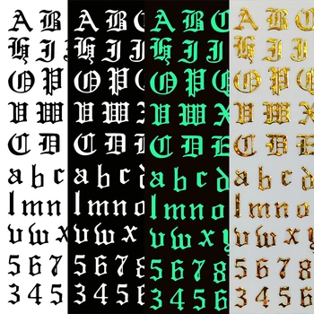 12 Цвята ABC Буква от Азбуката Стикери За Декорация на Нокти 3D Стикер За Дизайн на Ноктите Английски Стария Шрифт Арабски цифри Стикер