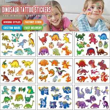 12 опаковка татуировка динозавър етикети детски стикери за самоличност за еднократна употреба животни карикатура татуировки етикети татуировки