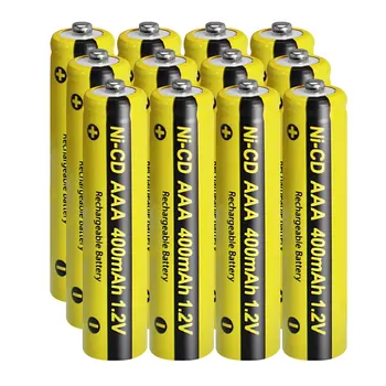 12шт NICD 1.2 ААА акумулаторна батерия 400 ма бутон топ индустриална батерия PKCELL марка