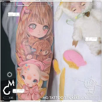 15*28 см Японската Скъпа Мека Момиче Сърцето Cartoony Мечка Домашен Любимец Цвят Цвете Ръка Водоустойчиви Етикети Татуировки