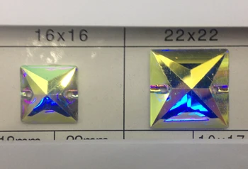 16 мм, 22 мм и Квадратна форма на диамант топ crystal AB цвят-Плоска задната част Шият мъниста от смола.