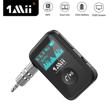 1Mii B07Pro Bluetooth Приемник за Кола aptX LL 3.5 мм AUX Аудио Безжичен Адаптер за Автомобил PC Микрофон Високоговорител с OLED Дисплей