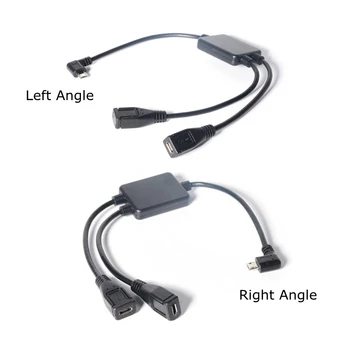 2 в 1 Micro Usb2.0 удлинительный кабел с десния и в левия ъгъл micro USB 2.0 за мъже и 2 жени кабел за зареждане на Y-образна ивица на захранващия кабел 0,3 м