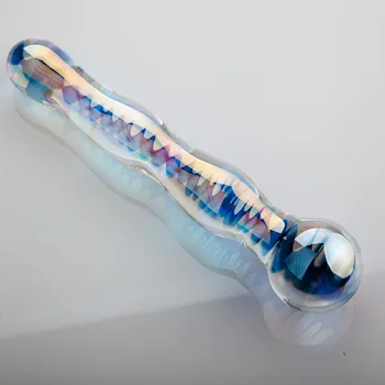 2018 Нов цветен кристал стъкло вибратор анални мъниста анален накрайник жена мастурбация красотата вибратори 180*40 мм дължина на фалшив пениса, секс-играчки