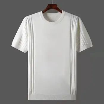 2022 Лятна Нова Мъжки Тънка Мека Ежедневни Тениска С Къс Ръкав, Блузи, Градинска Риза, Мъжки Бизнес Трикотажная Долната Риза С Кръгло деколте L142