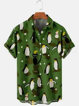 2022 Мъжки и Женски Реколта Хавайски Ризи с Диаманти, Цветни Лоскутные Ризи с Къси Ръкави, Стръмни Стилни Летни Вечерни Ризи с копчета