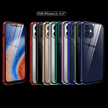 2022 Нов пълен размер Двустранен Стъклен Магнитен Метален Калъф За Телефон За iPhone 11 12 13 Pro Max Mini Защитен Калъф на Корпуса