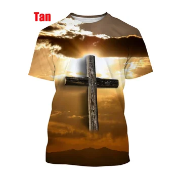 2022 Новата Модерна тениска с 3D принтом Християнски Кръст, Лятна Ежедневни Мъжки/дамски Дишаща тениска в стил хип-хоп с Къс ръкав