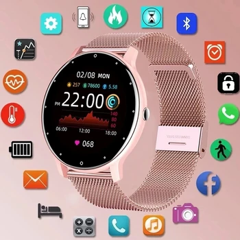 2022 Новите Смарт часовници Женски С Пълен сензорен Екран Спортни Фитнес часовник е водоустойчив IP67 Bluetooth За Android и IOS Смарт-Дамски часовници