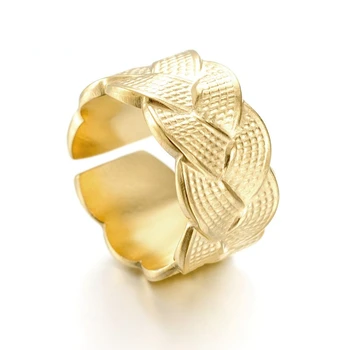 2022 нов пръстен от неръждаема стомана ретро преувеличени оплетка пръстен обрат форма 12 mm пръстен в стил пънк унисекс CD пръстен