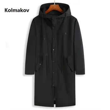 2022 пролетта дълго стилно палто, мъжки висококачествени ежедневни тренч, ежедневни мъжки якета с качулка, размер XL-8XL
