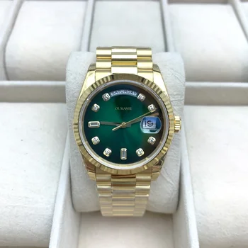 36 мм Мъжки часовник Green Gold Week Водонепроницаемое Сапфирен Кристал 316 Неръждаема Стомана
