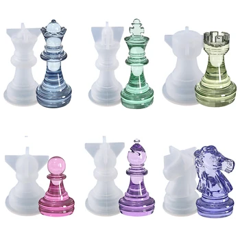 3D Crystal Международни Шахматни Фигури Епоксидна Смола Мухъл Фигури Силиконова Форма на DIY Занаяти Ръчно изработени Бижута Начало Декор