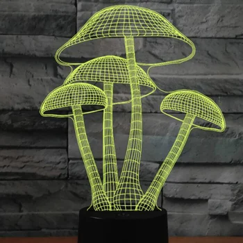 3D Гъби Нощно Лампа Илюзия 7 Цвята Промяна Сензорен Прекъсвач Тенис на Маса, Украса Лампи USB Кабел Подарък за рождения Ден На Играчки