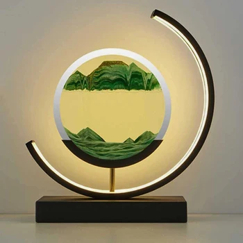 3D Пясъчен Часовник Led Лампа Плаващите Пясъци Живопис Изкуство Нощна Настолна Лампа Moon лека нощ Домашен Пясък Сцена Динамичен през Цялата Стъклен Декор