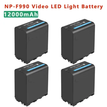 4 бр. NP-F990 NP-F970 12000 mah Акумулаторна литиево-йонна Батерия NP-F550 F750 F970 F960 Led Лампа За Видеозаснемане на Батерията