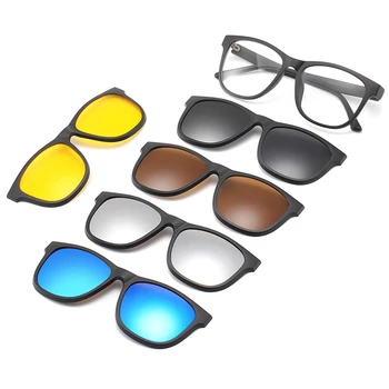 5 Lenes Магнитни Слънчеви Очила Клип на Polaroid Огледално Магнитни Слънчеви Очила Клип на Очила Мъжки Поляризирани Потребителски Рецепта Късогледство