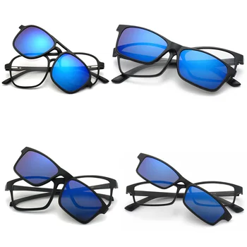 5 Lenes Мъжете Потребителски Поляризирани Оптични Магнитни Слънчеви Очила Клип Огледален Клип на Слънчеви Очила Поляризирана Клип на Рамки на Слънчеви Очила