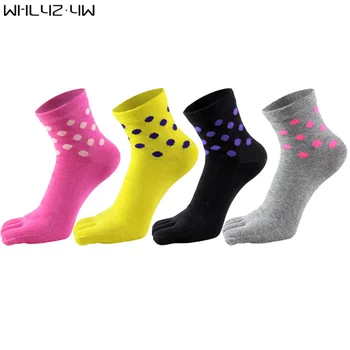 5 Чифта Къси Чорапи с Чорапи За Жени И Момичета, Органичен Памук Цветни Кръгли Меки Еластични Чорапи Harajuku Happy С Пет Пръста Марка