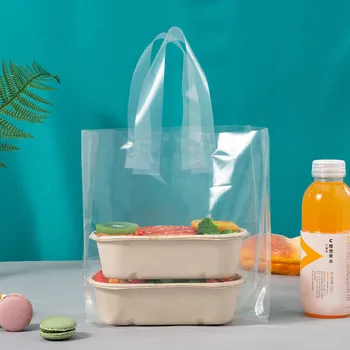 50ШТ Прозрачна Опаковка На храна за Вкъщи, Кетъринг Супермаркет Закупуване на Храна, Плодове Пластмасови Преносими Ръчни Чанти