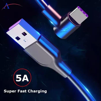 5А USB Type C Кабел за Huawei P40 P30 Supercharge USB C Бързо Зареждане на Type-C Кабели за Samsung S9 S10 S8 Кабел, Зарядно устройство Xiaomi