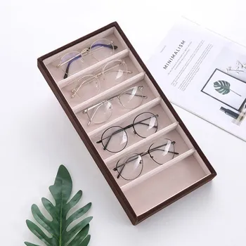 6 отделения на кутия за съхранение на слънчеви очила Модерен калъф за очила Прост калъф за очила Дисплей точки подпори кутия за съхранение на бижута