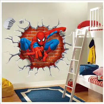 60*90 см 3D Disney Spiderman Стикер Аниме Игра Спайдърмен Етикети Стенни Живопис Marvel Фигурка Етикети Графити Водоустойчиви Играчки
