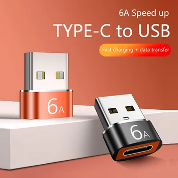 6A Тип C Женски КЪМ USB A Мъжка OTG Адаптер USB-C Конвертор За Xiaomi Samsung Oneplus Realme Конектор Кабел Адаптер