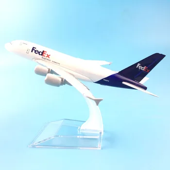 A380 FEDEX EXPRESS нискотарифна авиокомпания МОДЕЛ САМОЛЕТ САМОЛЕТ Детски Играчки 16 см Сплав на Метални Модел на Самолет С Поставка Самолет Играчка, Подарък За Рожден Ден