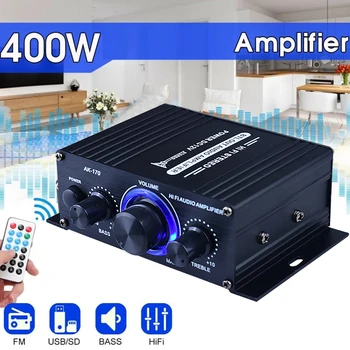 AK-170 Мини Hi-Fi Стерео Аудио Усилвател Bluetooth LED 200 W + 200 W 12 В Двоен Домашен Усилвател с Вход RCA Amplificador