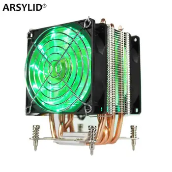 ARSYLID Процесора охладител 6 топлинни тръби с две феновете 9 см 4pin Поддръжка на PWM вентилатор Intel LGA115x 1366 2011 TDP 130 W Безшумен вентилатор X79 X99 X58