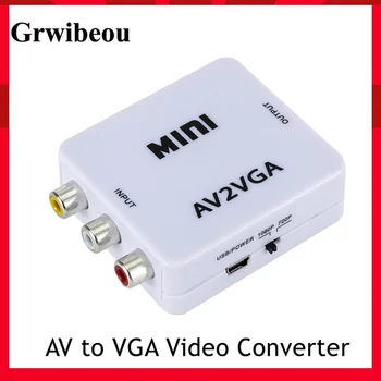 AV RCA CVBS VGA Конвертор Видео VGA към RCA AV Адаптер С 3.5 мм Аудиокабелем За ТВ Декодери PC Монитор 1080P HDTV Мини Конвертор