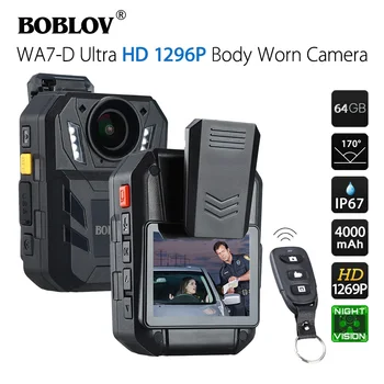 BOBLOV WA7D Камера за тялото IP67 32MP 1296 P HD Видеокамера Мини Comcorder 170 Градуса Ambarella A7 2600 mah Батерия за GPS Камера Полиция
