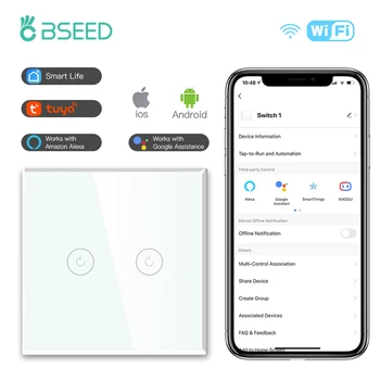 BSEED Wifi 2 Банда 1/2/3way Интелигентен Ключ Светлина Сензорен Датчик Превключвател за Безжична Wifi Стенен Прекъсвач Подкрепа на Hristo Google Smart