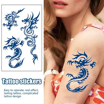 Blue Dragon Тотем Татуировки Етикети Временни Етикети Водоустойчив Татуировки Билкови Тела на Мъже, Жени Татуировка На Гърба Сок Етикети Ar J8C9