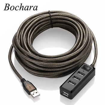 Bochara 4 port USB 2.0 HUB Удлинительный кабел между мъжете и жените Активен Ретранслатор Вграден чипсет IC Двойно Екраниран 5 М, 10 М