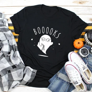 Booooks Светия 100% Памучен тениска Забавен Подарък За Хелоуин Тениска За Учители Скъпа Женска Тениска с графичен Принтом За Четене на Книги Camiseta