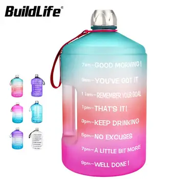 BuildLife 1 Галлонная Бутилка за Вода с Марка Време 3,78 л 2,2 л 128 грама 73 грама Без Бисфенол А в Пластмасови Спортна Мотивационни Бутилка с Голям Капацитет