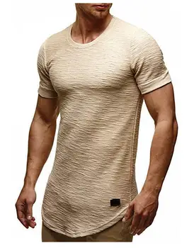 C1087-Летни нови мъжки тениски, обикновена, приталенные, трендови, всекидневни, с къси ръкави