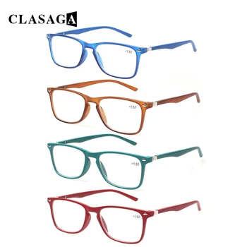 CLASAGA 4 Опаковки Метални Шарнирные Очила За четене За Мъже и Жени в Правоъгълна Рамка HD Очила за четене за Рецепта с Диоптриями 0 ~ 600
