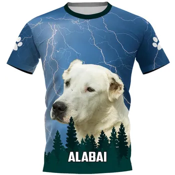 CLOOCL Мъжки тениски с Куче Алабай, 3D Принт, на който пише 